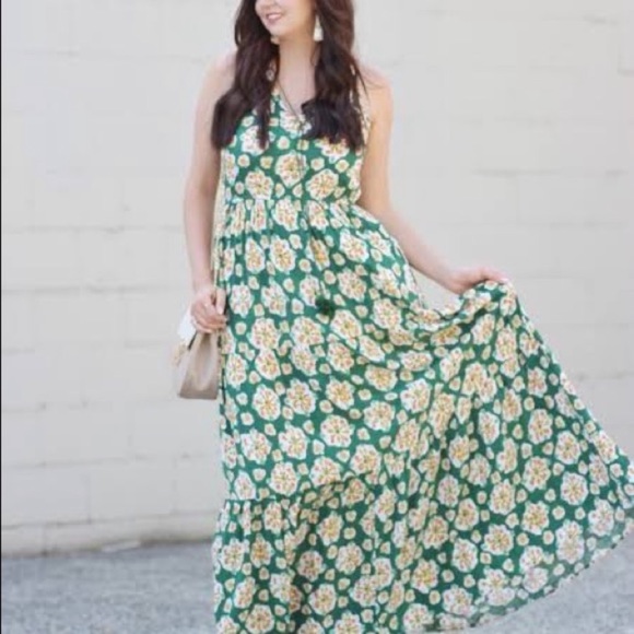 LC Lauren Conrad - Green Tiered Sleeveless Maxi Dress - Picture 3 of 10